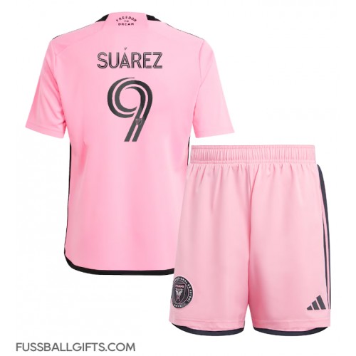 Inter Miami Luis Suarez #9 Fußballbekleidung Heimtrikot Kinder 2024-25 Kurzarm (+ kurze hosen)